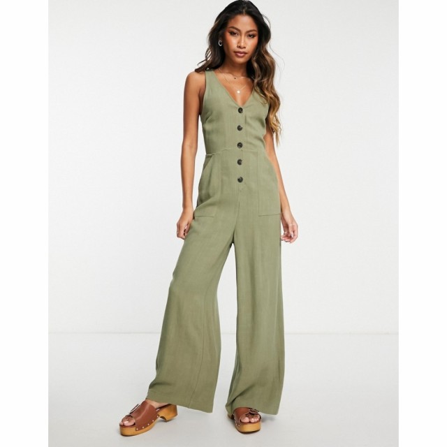 トップショップ Topshop レディース オールインワン ジャンプスーツ ワンピース・ドレス Utility Pocket Casual Jumpsuit In Khaki カー