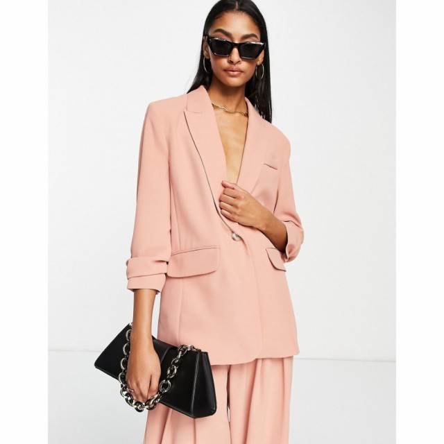 リバーアイランド River Island レディース スーツ・ジャケット アウター Ruched Sleeve Blazer Co-Ord In Light Pink ピンク/ライト