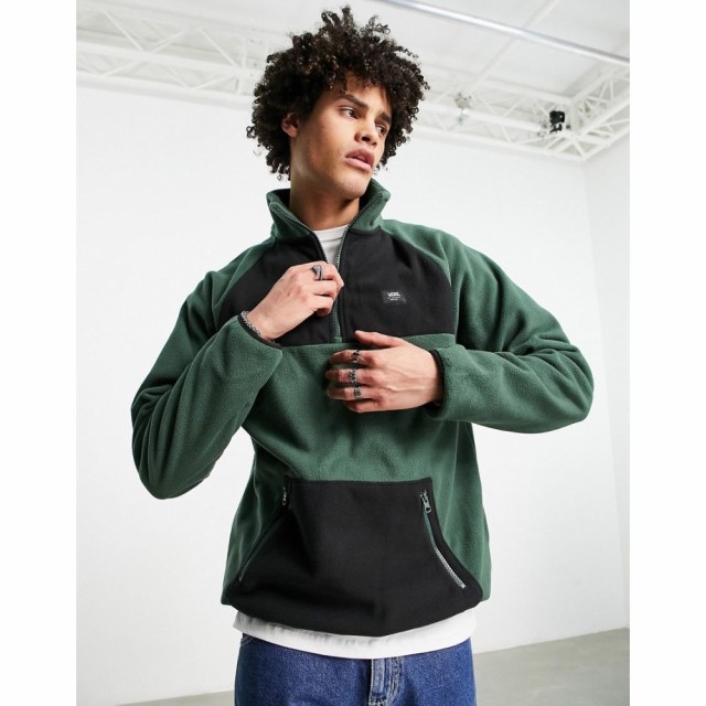 ヴァンズ Vans メンズ フリース トップス Polar Fleece Half Zip Fleece In Green/Black