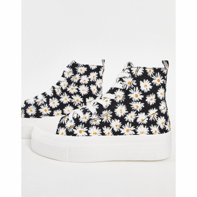 プルandベアー PullandBear レディース スニーカー 厚底 シューズ・靴 Flatform Hi Top Trainers In Daisy Print マルチカラー