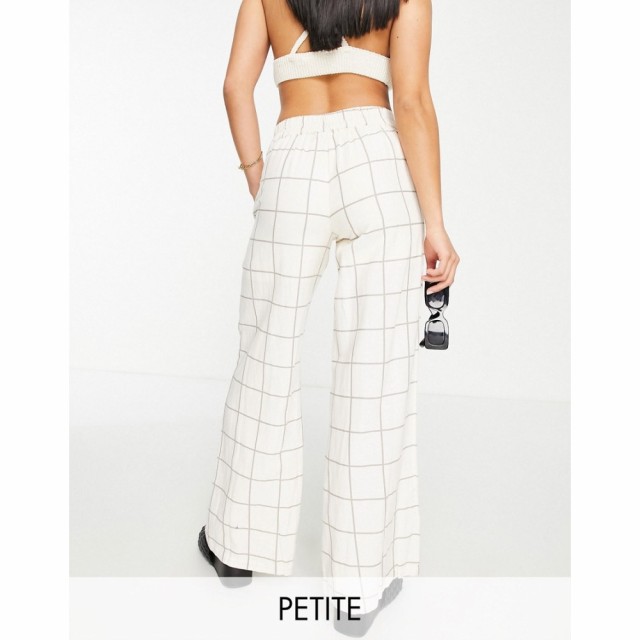 ヴィラ Vila Petite レディース ボトムス・パンツ Exclusive Linen Touch Wide Leg Trousers In Cream Grid Check クリームチェック