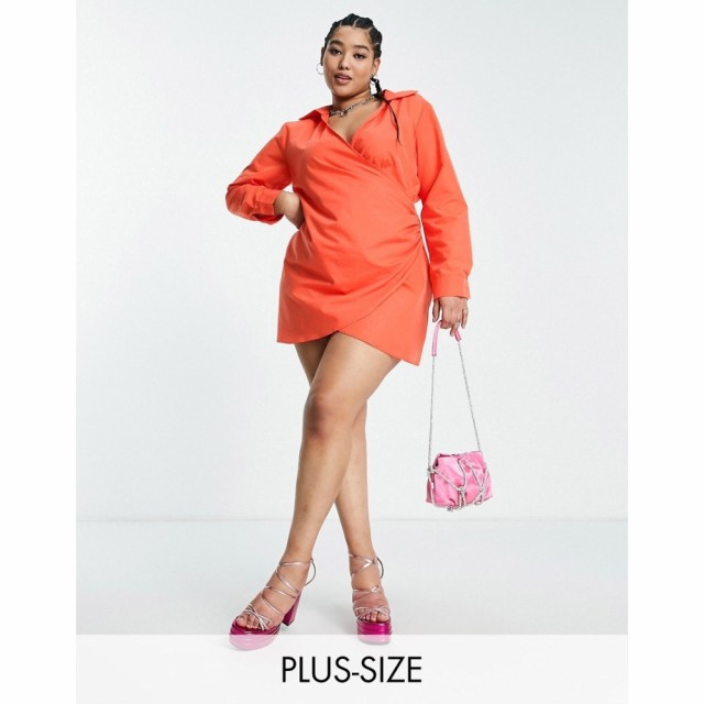 パブリックディザイア Public Desire Curve レディース ワンピース ラップドレス ミニ丈 ワンピース・ドレス Wrap Mini Dress In Orange