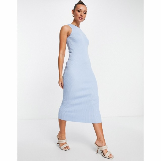 プリティーラビッシュ Pretty Lavish レディース ワンピース ミドル丈 ワンピース・ドレス Billie Racer Knit Midi Dress In Powder Blue