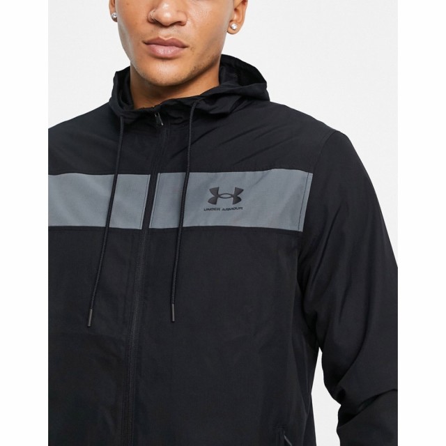 アンダーアーマー Under Armour メンズ ジャケット ウィンドブレーカー アウター Windbreaker Jacket In Black And Grey ブラック