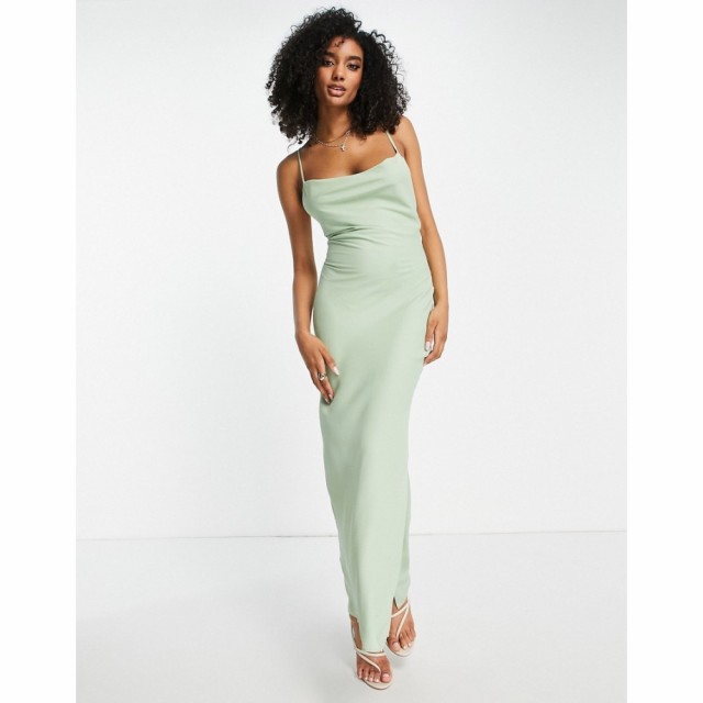 エイソス ASOS DESIGN レディース パーティードレス スリップドレス レースアップ マキシ丈 Bridesmaid Lace Up Back Maxi Slip Dress In