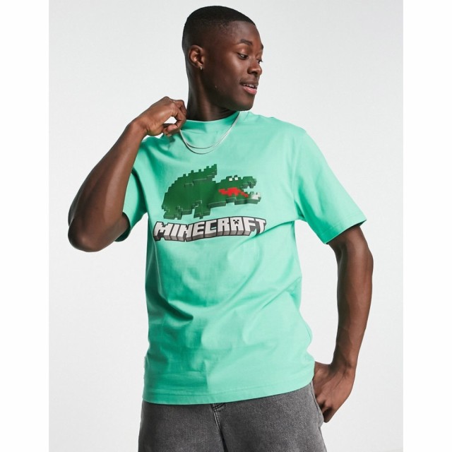 ラコステ Lacoste メンズ Tシャツ トップス X Minecraft Logo T-Shirt In Green グリーン