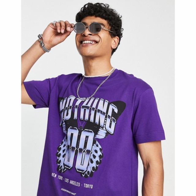 グッドフォーナッシング Good For Nothing メンズ Tシャツ トップス Oversized T-Shirt In Purple With Chrome Print パープル