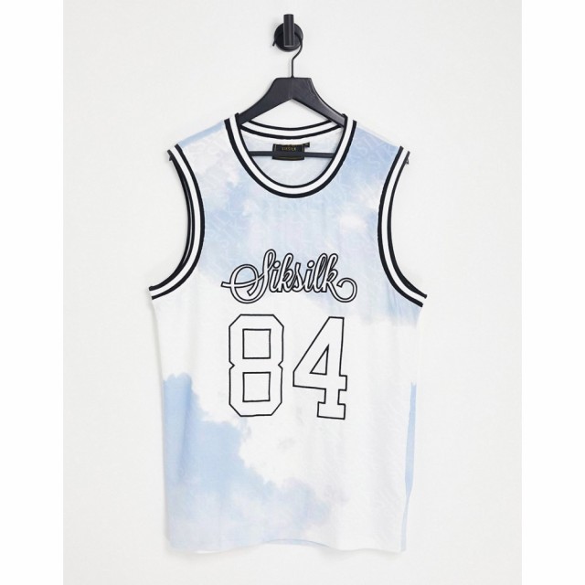 シックシルク SikSilk メンズ バスケットボール トップス Siksilk Basketball Jersey In Blue Tie Dye With Collegiate Print ブルー