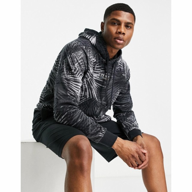 アンダーアーマー Under Armour メンズ パーカー トップス Training Rival Hoodie In Black Palm Print ブラック