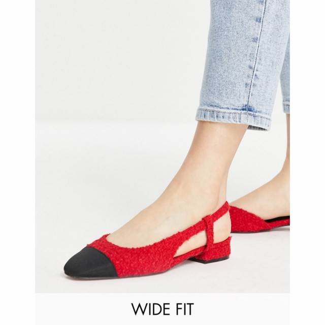 エイソス ASOS DESIGN レディース スリッポン・フラット シューズ・靴 Wide Fit Lively Slingback Ballet Flats In Red Tweed