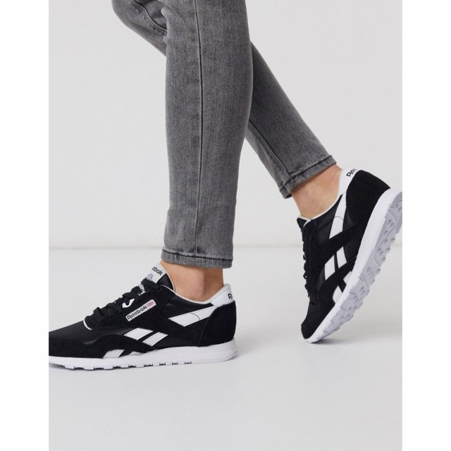 リーボック Reebok レディース スニーカー シューズ・靴 Classic Nylon Trainers In White And Black ホワイト