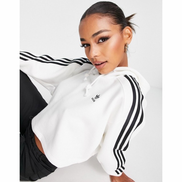 アディダス adidas Originals レディース パーカー クロップド トップス Cropped Hoodie In White ホワイト