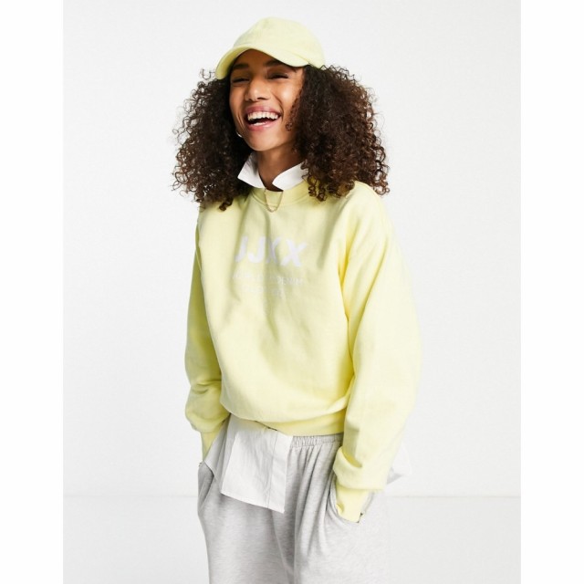 JJXX レディース スウェット・トレーナー トップス Vintage Look Logo Sweatshirt In Bright Yellow ブライトイエロー