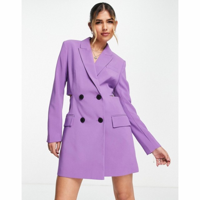 ストラディバリウス Stradivarius レディース ワンピース ブレザー ワンピース・ドレス Blazer Dress With Cut-Out Detail In Purple パ