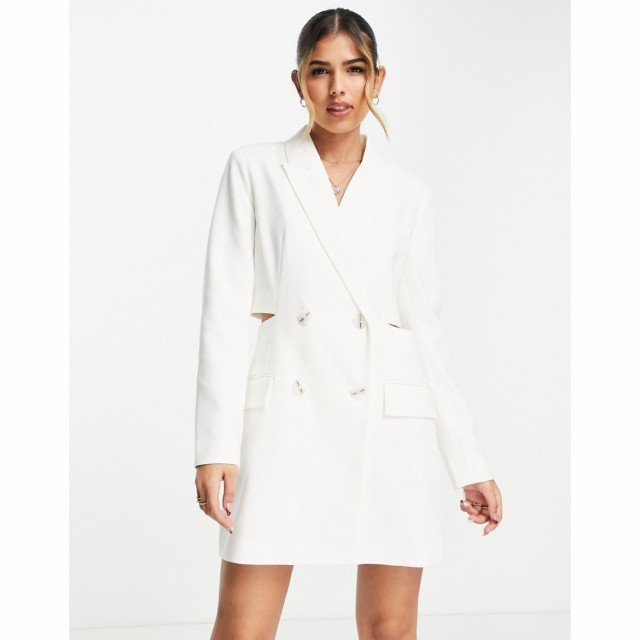 ストラディバリウス Stradivarius レディース ワンピース ブレザー ワンピース・ドレス Blazer Dress With Cut-Out Detail In White ホワ