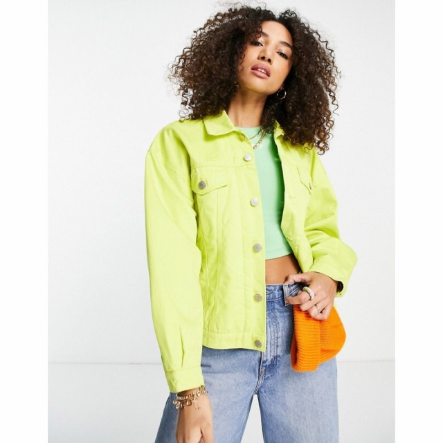 JJXX レディース ジャケット デニムジャケット アウター Quilted Lining Denim Jacket In Bright Lime