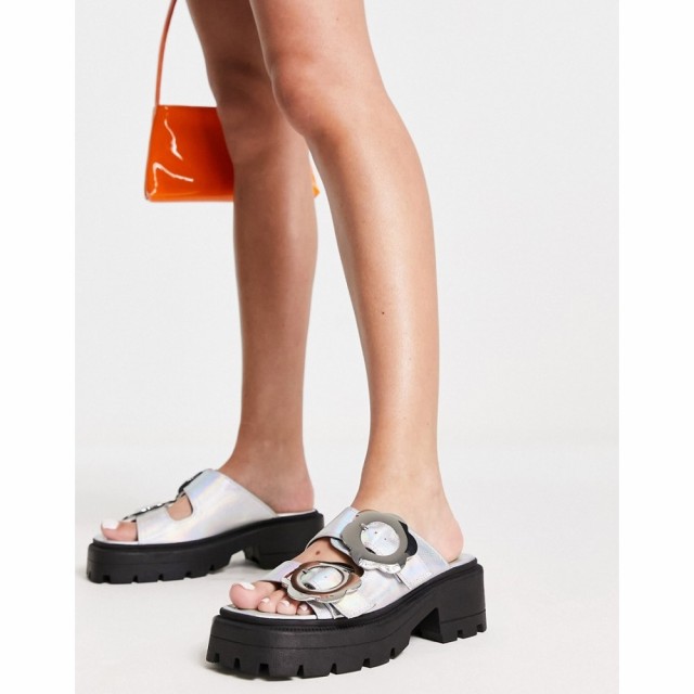 シェリーズロンドン Shellys London レディース サンダル・ミュール ShellyS London Amber Chunky Mule Sandals In Silver Holographic