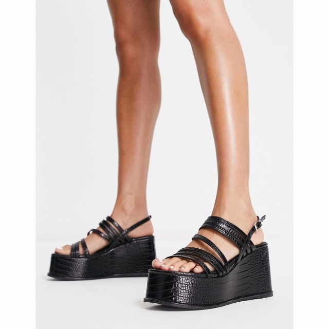 シェリーズロンドン Shellys London レディース サンダル・ミュール 厚底 ShellyS London Destiny 90S Chunky Flatform Sandals In Black