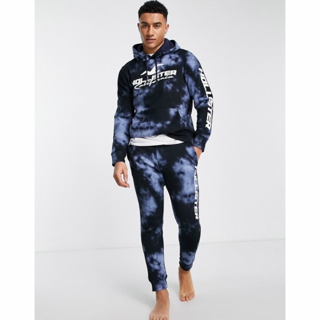 ホリスター Hollister メンズ パジャマ・上下セット インナー・下着 2 Pack Logo Acid Wash Hoodie And Jogger Set In Navy Wash ネイビ