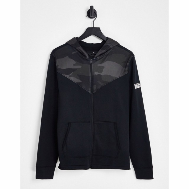 ホリスター Hollister メンズ パーカー トップス Camo Blocking Sport Full Zip Hoodie In Black ブラック