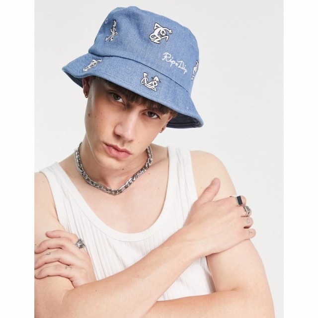 リップンディップ Rip N Dip メンズ ハット バケットハット 帽子 Ripndip Dance Party Denim Bucket Hat In Blue ブルー