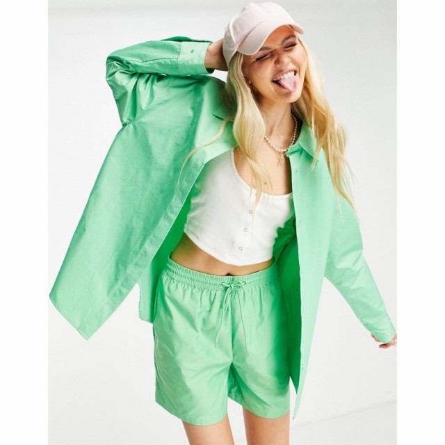 JJXX レディース ブラウス・シャツ トップス Oversized Nylon Shirt Co-Ord In Green ブライトグリーン