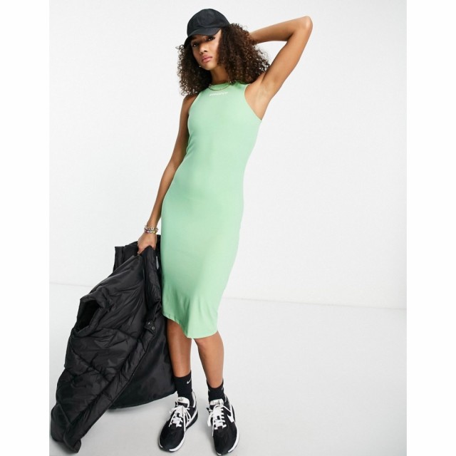 JJXX レディース ワンピース ミドル丈 ワンピース・ドレス Premium Jersey Racer Neck Midi Dress In Washed Bright Green ブライトグリ