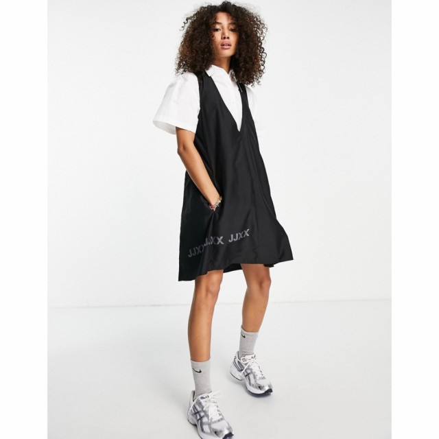 JJXX レディース ワンピース ミニ丈 ワンピース・ドレス Nylon Plunge Swing Mini Dress In Black ブラック