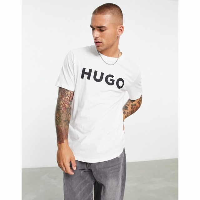 ヒューゴ ボス HUGO メンズ Tシャツ トップス Hugo Dulivio Logo T-Shirt In White ホワイト