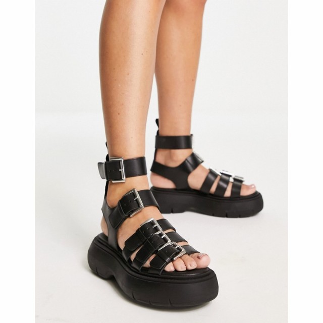 トップショップ Topshop レディース サンダル・ミュール シューズ・靴 Panda Premium Leather Chunky Sandal In Black ブラック