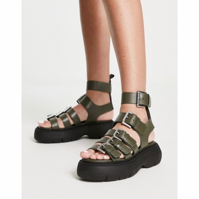 トップショップ Topshop レディース サンダル・ミュール シューズ・靴 Panda Premium Leather Chunky Sandal In Khaki カーキ