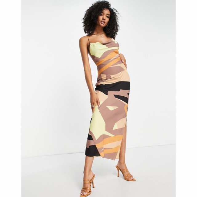 エイソス ASOS DESIGN レディース ワンピース キャミワンピ ワンピース・ドレス Cami Maxi Dress With Lace Up Back In Abstract Print