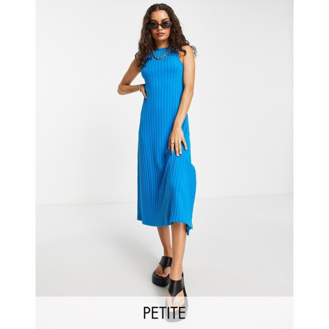 トップショップ Topshop Petite レディース ワンピース ミドル丈 ワンピース・ドレス Premium Wide Rib Jersey Midi Dress In Blue ブル