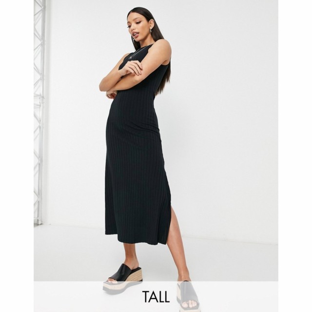 トップショップ Topshop Tall レディース ワンピース ミドル丈 ワンピース・ドレス Premium Wide Rib Jersey Midi Dress In Black ブラッ