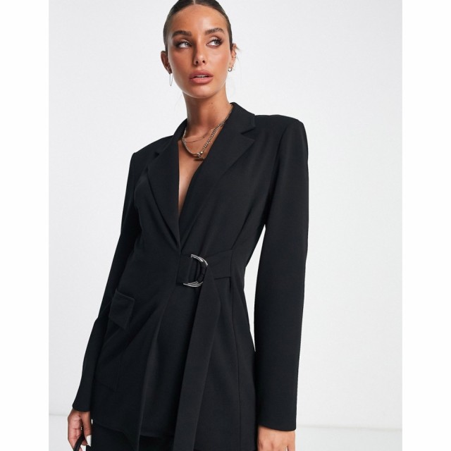 エイソス ASOS DESIGN レディース スーツ・ジャケット アウター Jersey Suit Utility Blazer With D-Ring Detail In Black ブラック