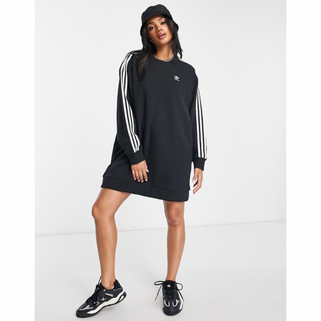 アディダス adidas Originals レディース ワンピース ワンピース・ドレス Three Stripe Sweater Dress In Black ブラック