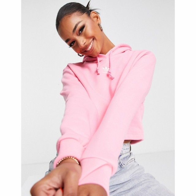 アディダス adidas Originals レディース パーカー クロップド トップス Cropped Essentials Hoodie In Pink ピンク