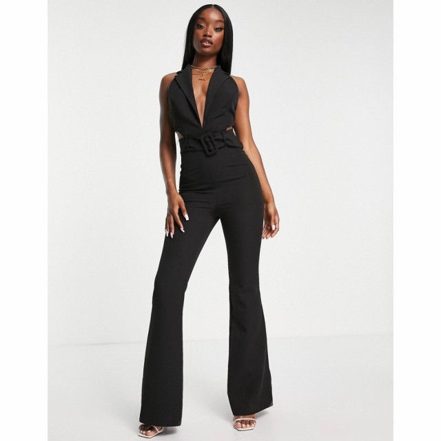 エイソス ASOS DESIGN レディース オールインワン ジャンプスーツ ワンピース・ドレス Tux Halter Cut Out Belted Jumpsuit With Flare L