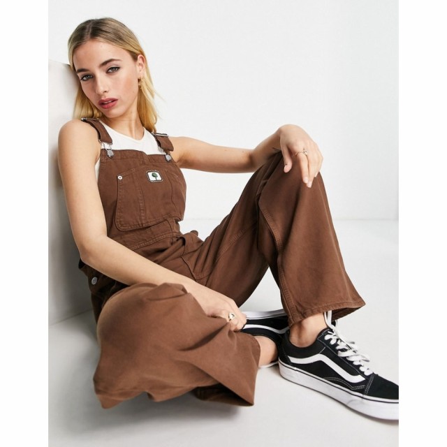 モンキ Monki レディース オーバーオール ボトムス・パンツ Denim Dungarees With Cherry Motif In Brown ブラウン