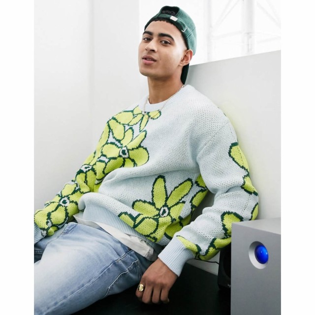 ジャック アンド ジョーンズ Jack and Jones メンズ ニット・セーター トップス Originals Jacquard Knit Jumper With Floral Design In