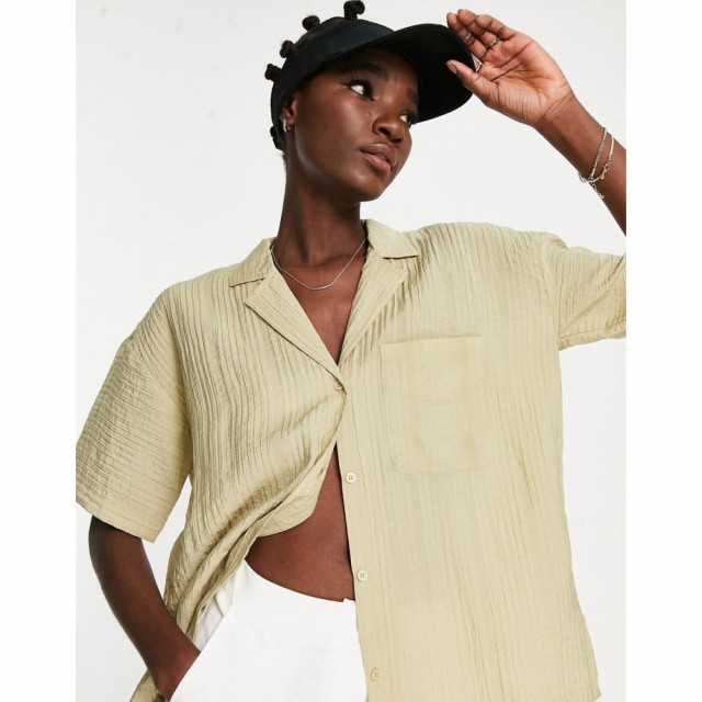 トップショップ Topshop レディース ブラウス・シャツ トップス Oversized Lightweight Resort Shirt In Olive オリーブ