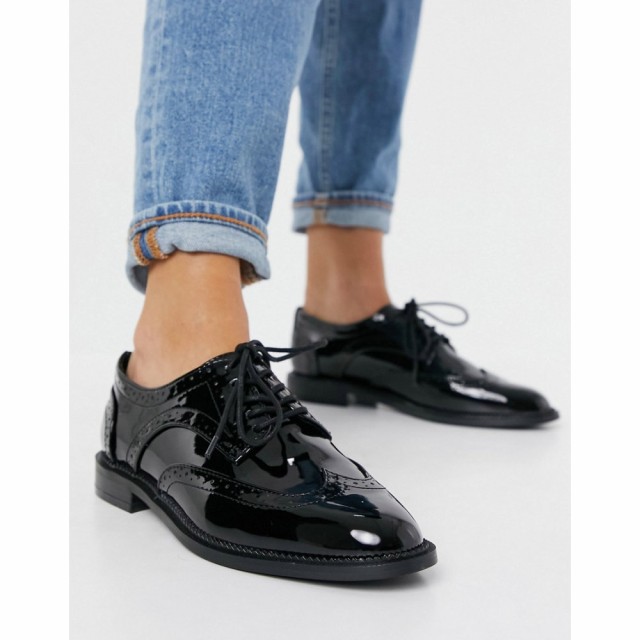 エイソス ASOS DESIGN レディース ローファー・オックスフォード フラット レースアップ シューズ・靴 More Flat Lace Up Shoes In Black