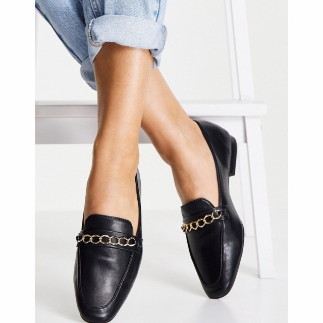 エイソス ASOS DESIGN レディース ローファー・オックスフォード シューズ・靴 Mingle Chain Loafers In Black ブラック