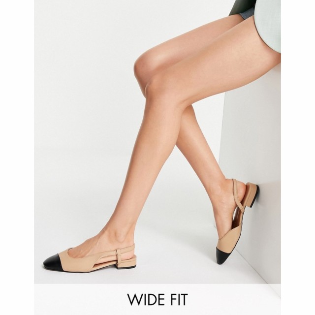 エイソス ASOS DESIGN レディース スリッポン・フラット シューズ・靴 Wide Fit Lively Slingback Ballet Flats In Beige And Black ベー