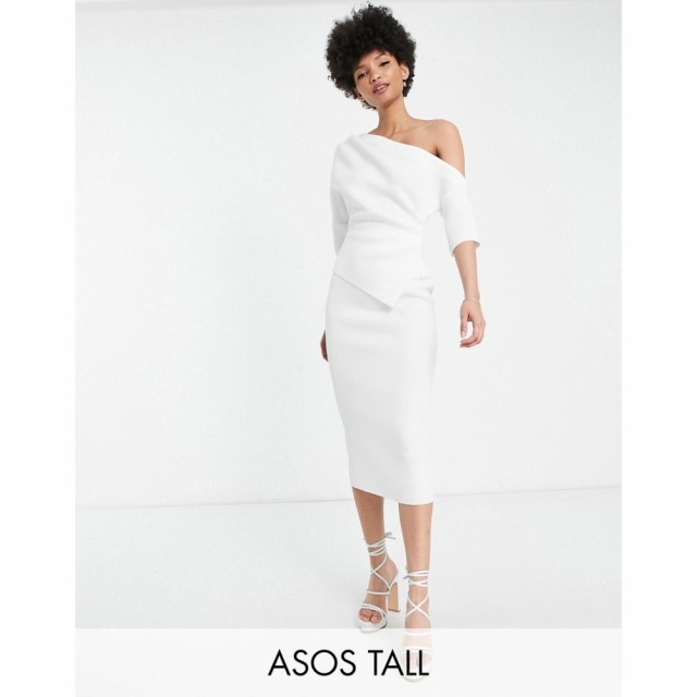 エイソス ASOS Tall レディース ワンピース ラップドレス タイト ミドル丈 ワンピース・ドレス Tall Wrap Shirt Pencil Midi Dress In Iv