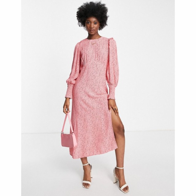 ノーバディーズ チャイルド Nobodys Child レディース ワンピース マキシ丈 ワンピース・ドレス Ruched Sleeve Frill Maxi Dress In Pink