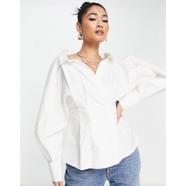 エイソス ASOS EDITION レディース ブラウス・シャツ トップス Pleat Waist Shirt In White ホワイト