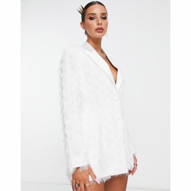 エイソス ASOS DESIGN レディース スーツ・ジャケット アウター Fringed Suit Blazer In White ホワイト