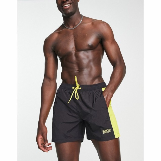 バブアー Barbour International メンズ 海パン 水着・ビーチウェア Contrast Block Stripe Swim Shorts In Black ブラック