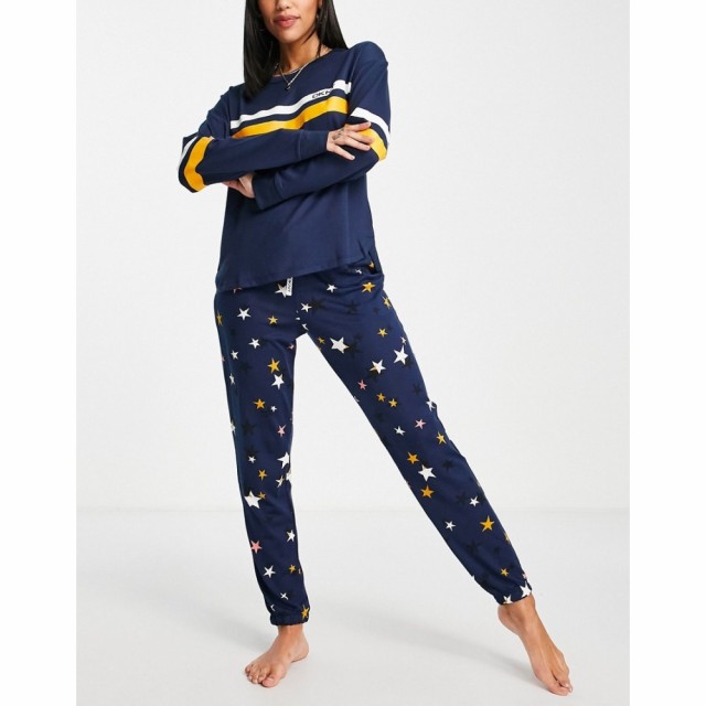 ダナ キャラン ニューヨーク DKNY レディース パジャマ・上下セット インナー・下着 Lounge Brushed Top And Jogger Set In Navy Star Pr